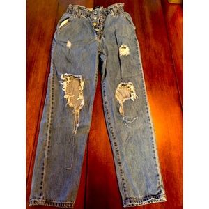 Ripped Paper Bag High Waist Jeans | Forever 21| 28 Waist